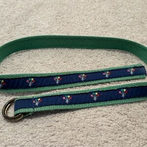 Vintage Dotty Smith Green Navy Balloon Ribbon Belt Preppy Women 32” Accessories